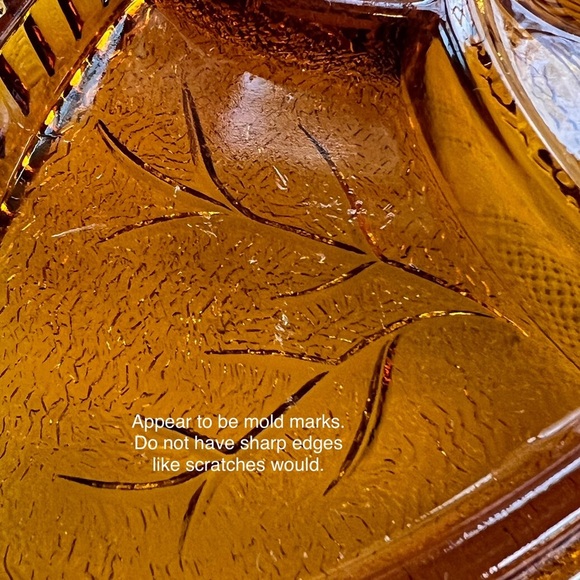 Egg Plate Relish Plate Round Amber Pebble Leaf by Indiana Glass VTG Discontinued - Picture 11 of 11